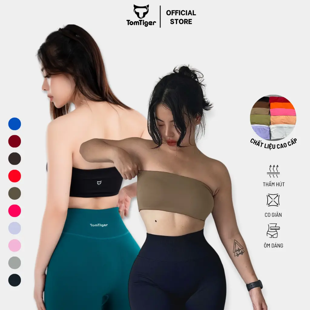 Áo Bra thể thao tập gym tập yoga TOMTIGER BANDEAU tôn dáng, co giãn 4 chiều