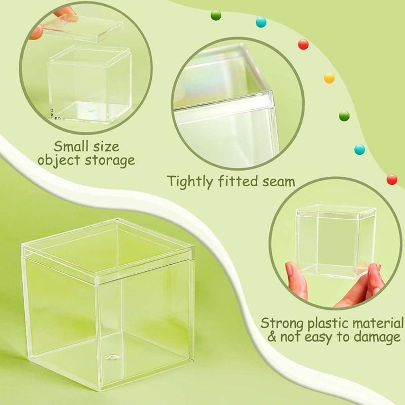 Hộp Acrylic trong suốt, có nắp, chống bụi, hộp đóng gói vuông, bảo vệ mini, thích hợp cho trưng bày mô hình Anime, có nắp che bụi, thích hợp cho quà tặng đám cưới và trang trí tiệc, món quà tuyệt vời 4