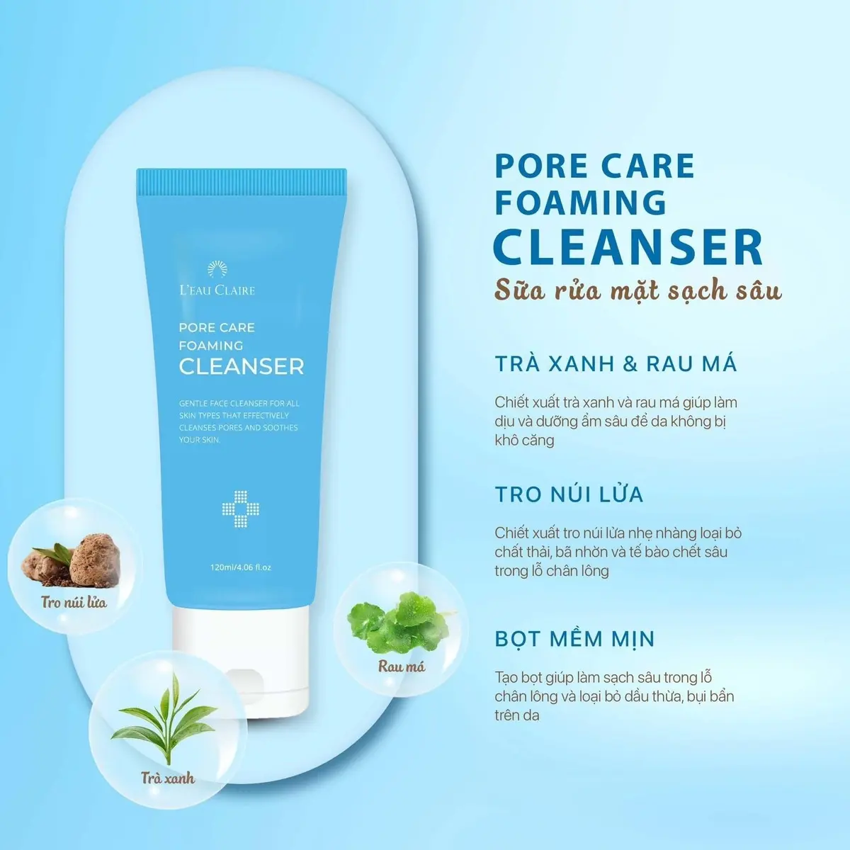 Sữa rửa mặt tro núi lửa cho da dầu và mụn Kiểm soát dầu