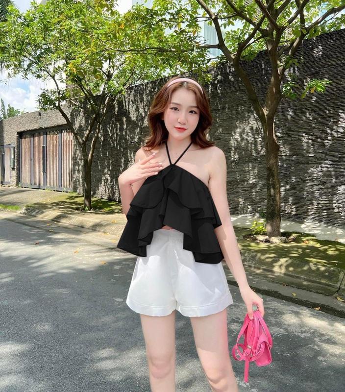 Áo yếm tầng hở lưng đi biển , đi dạo xinh ( kèm ảnh thật ) 1