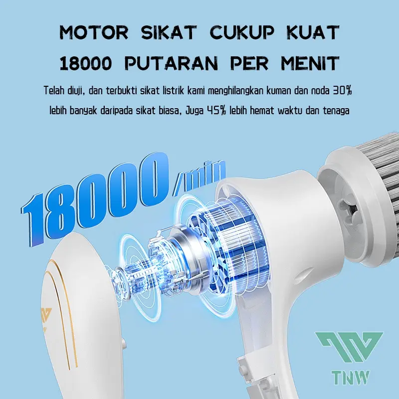 TNW KC5 5 in 1 Electric Cleaning Brush Sikat Pembersih Listrik Wireless Handheld Cleaner Rechargeable Spin Scrubber Waterproof Washer 5
