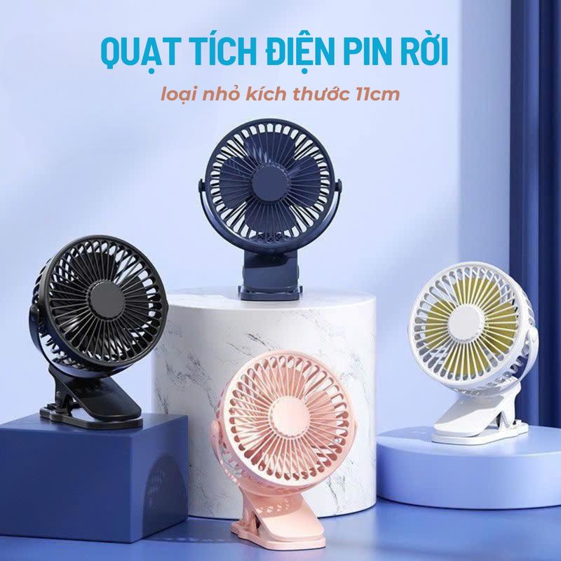 Quạt Kẹp Tích Điện Mini J06 Pin Tháo Rời 3 Tốc Độ Gió Mạnh Mẽ Kích Thước 11cm 