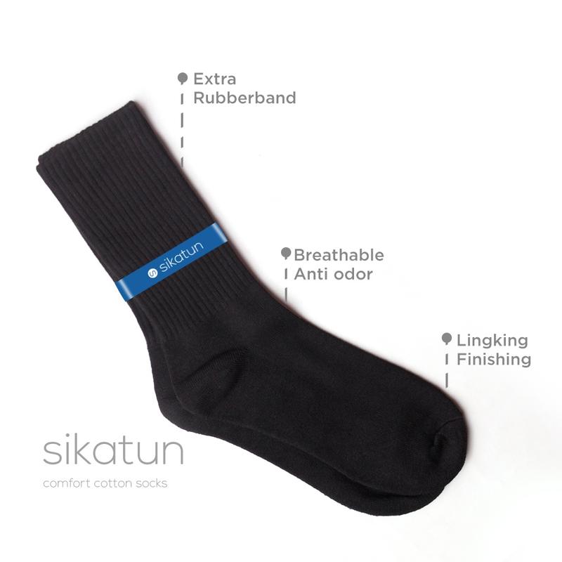 Kaos kaki sport / olahraga tebal hitam putih panjang sebetis - athletic midcalf crew socks - SIKATUN 4