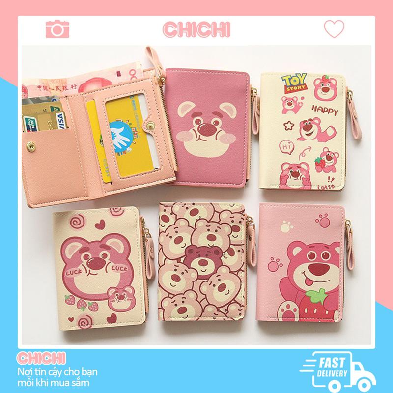 Ví nữ ngắn mini cầm tay gấp 2 nhỏ gọn nhiều ngăn da PU Hình Chữ Nhật cute dễ thương ChiChi VN15