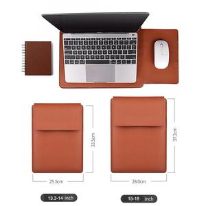 Multipurpose Laptop Bag For Macbook air M2 13.6 13/14 /15 /16 Inch PU Leather Case with Stand Mouse Pad
