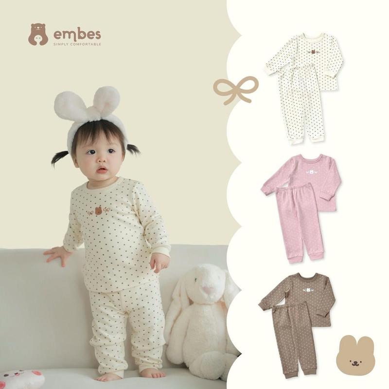 Bộ quần áo dài tay in hình chấm bi cho bé gái Embes từ 8kg đến 18kg - 24-K5-15