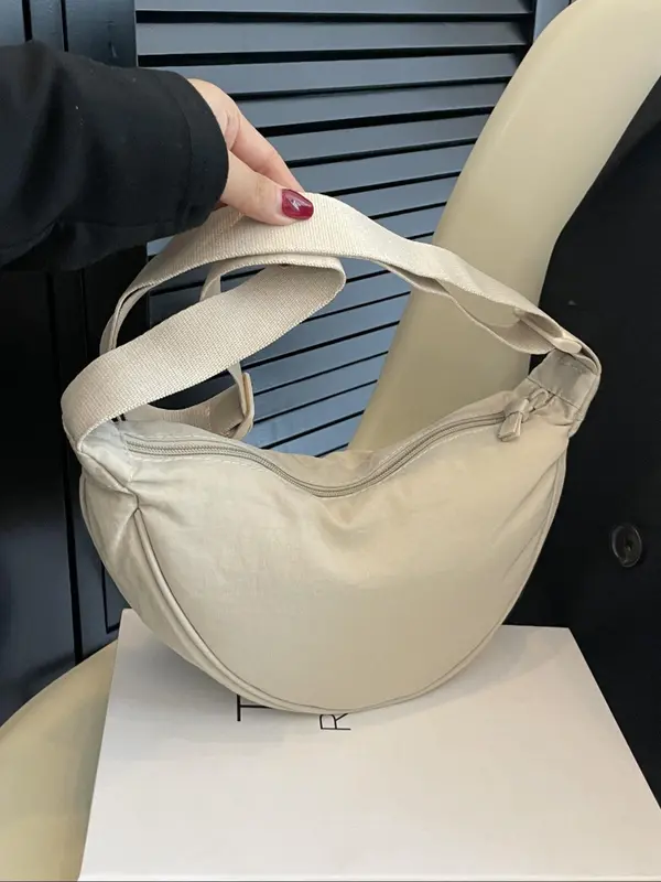 Women's Solid Color Hobo Bag, Fashionable Minimalist Shoulder Bag for Daily Used, Casual Trendy Versatile High-quality Daily Commuting Bag, Girl Shopping Bag 1