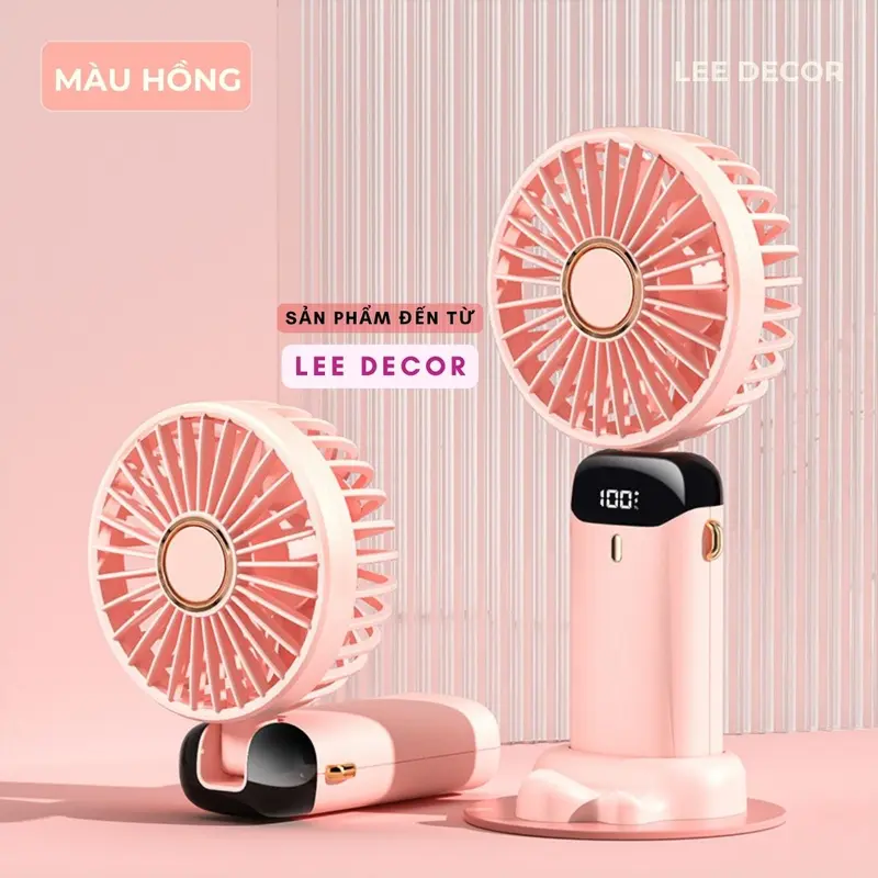 Quạt Tích Điện CHÍNH HÃNG Cao Cấp 10.000mAh , Tặng Kèm Viên Nén & Lọ Tinh Dầu & Sticker, Màn Hình Led Trực Quan, 5 Cấp Độ Gió Sử Dụng 12-15 Tiếng, Giá Đỡ Điện Thoại, Dây Đeo Cổ Du Lịch Hè. 6