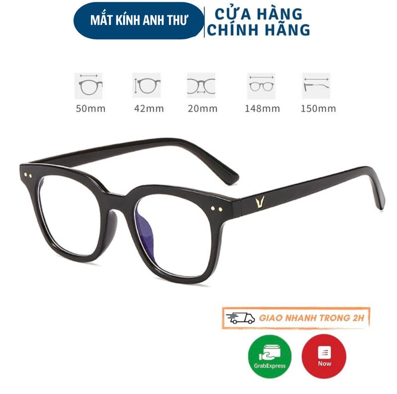 Mắt kính thời trang nam nữ DOCO MART M423 gọng kính giả cận chữ V mắt vuông 2 chấm góc (Tặng kèm bao da+khăn lau nano)