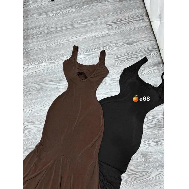 Đầm Maxxi Thun Dẻo Uni Body Dây Bản Dáng Dài Đuôi Cá Xoè Siêu Tôn Dáng - Nữ Women Top 2