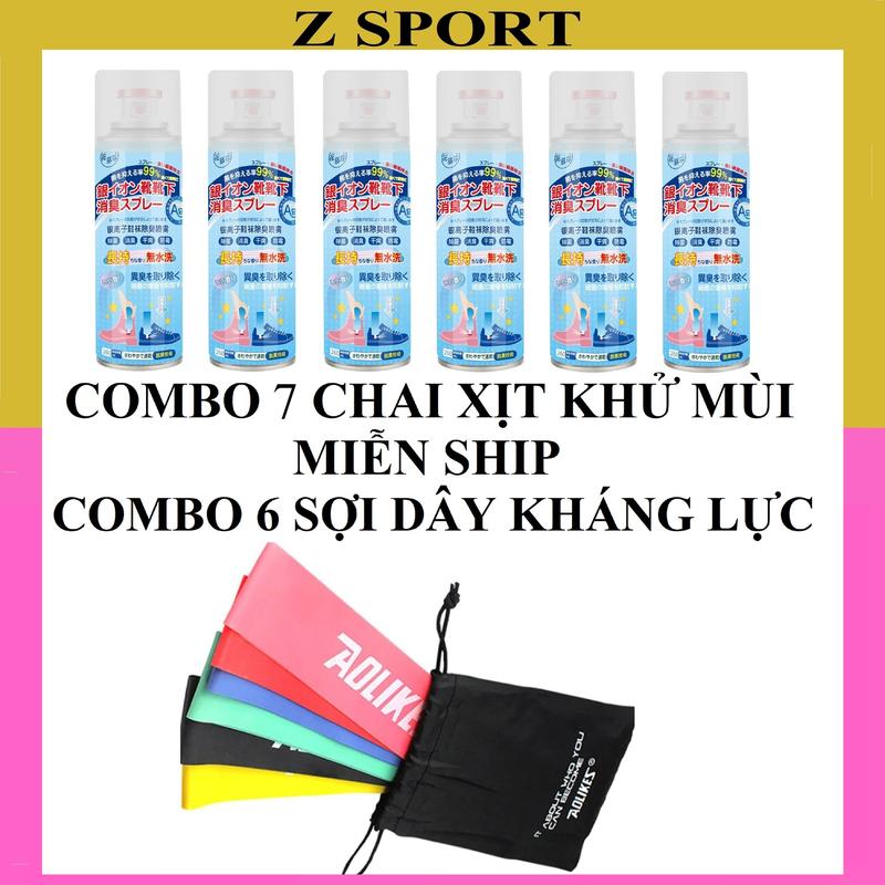 Combo 7 bình xịt khử mùi giày NB 260ml - Combo 6 sợi dây kháng lực Ao likes