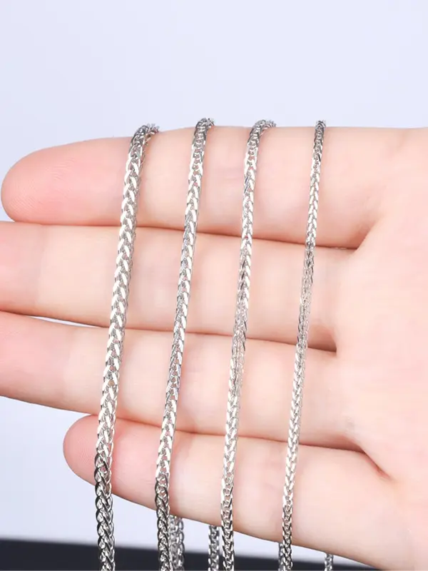 925 Sterling Silver Women's Simple Style Plain Color Necklace, Casual Trendy Chain Necklace, Fashionable Jewelry for Party & Daily Clothing Decor, Birthday Gift 2