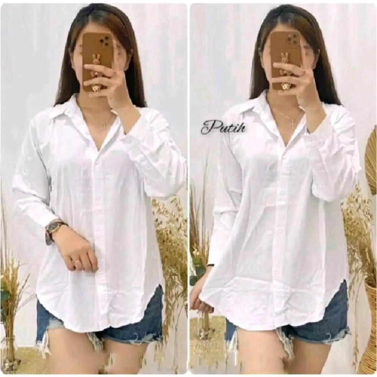 Kemeja Crinkle Blouse Casual Kemeja Wanita Kerja Oversize M L XL XXL XXXL Top Atasan Baju Remaja Nyaman Panjang Airflow Basic
