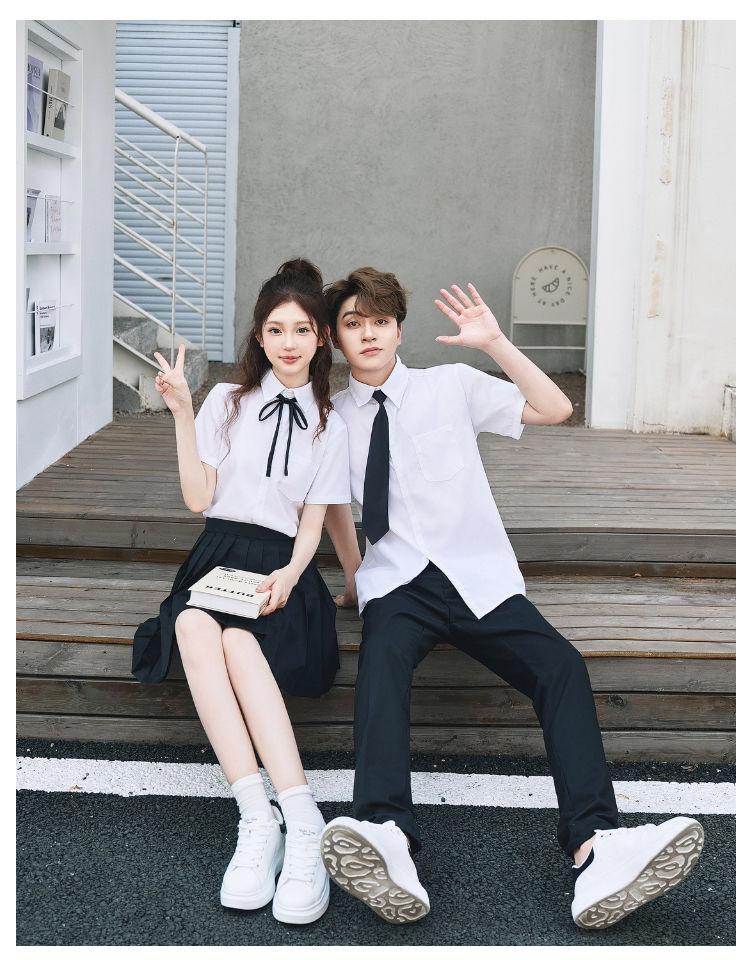 Product Introduction of British Academic Style Outfit - White Bow Blouse + Pleated Skirt Set (High School Choir Uniform, Graduation Performance Dress) 5