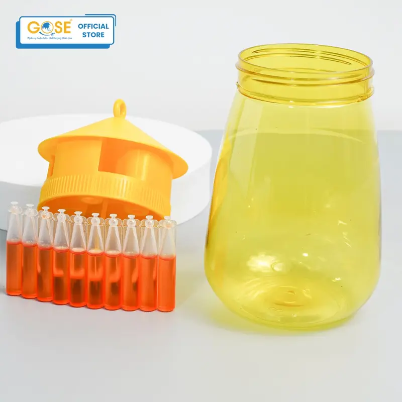 Lồng bẫy ruồi vàng 1L GOSE hũ bắt côn trùng kèm thuốc dẫn dụ hàng chính hãng 3