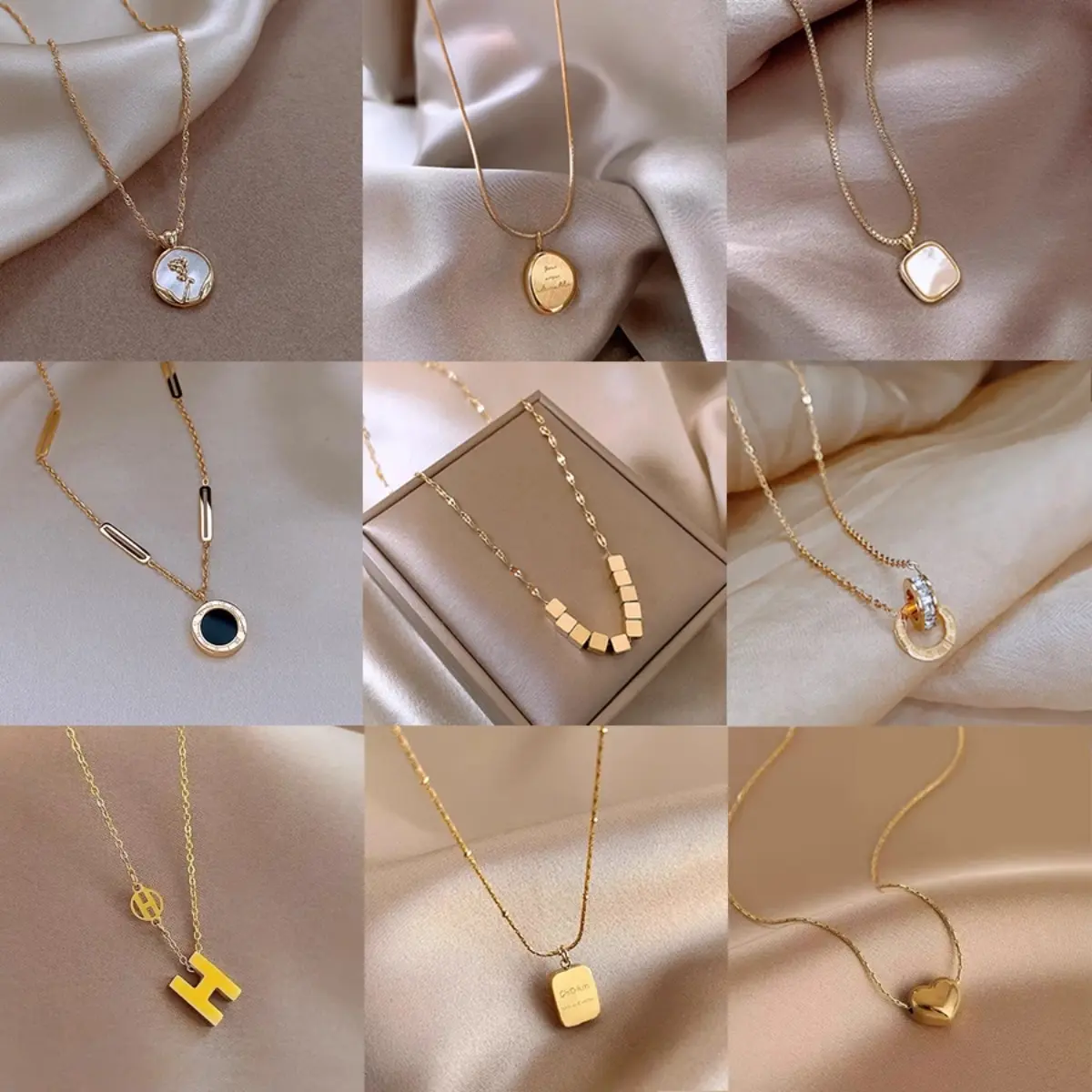 68 Styles Non-Fading Exquisite Titanium Steel Necklace Gold Female Fashion Short Necklace Accessories Gift