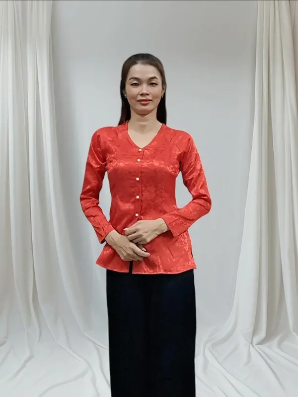 SÉT ÁO LẺ, QUẦN LẺ   BÀ BA CỔ TIM TRUYỀN THỐNG , ÁO VẢI GẤM 2 DA, DUYÊN DÁNG LỊCH LÃM,  PHONG CÁCH HIỆN ĐẠI , TRẺ CHUNG, DỄ THƯƠNG,MẪU MỚI NHẤT ,GIÁ RẺ Nữ Women 4