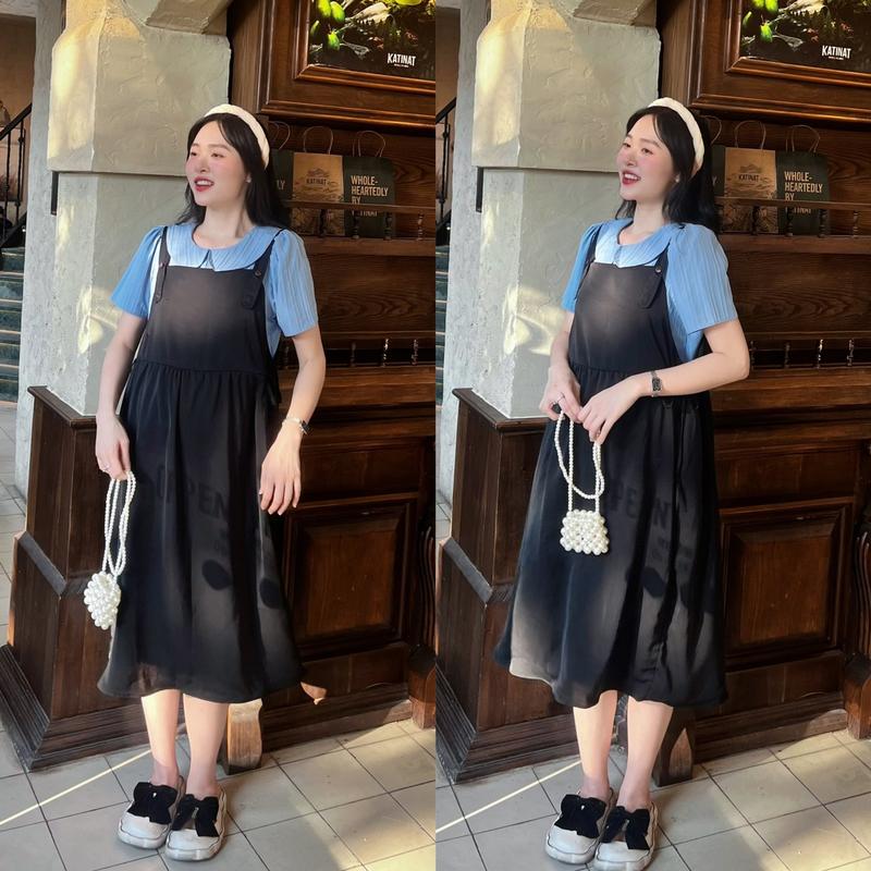 MUMMUM/Set yếm bầu công sở  áo rời yếm lua xinh xắn/LUXURY Váy Bầu Đầm Bầu