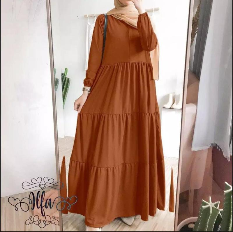 Product Introduction of Gamis Rempel Susun Bahan Crinkle Airflow / Busana Muslimah Terbaru / Gamis Wanita Terbaru Nyaman Remaja Dress 13
