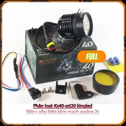 Đèn Trợ Sáng KZ40 Chip Led SST20 Mặt Kính TÍm 40W/12V-24/DC Ánh Sáng Trắng Gom 6000K Phụ Tùng Đèn Pha