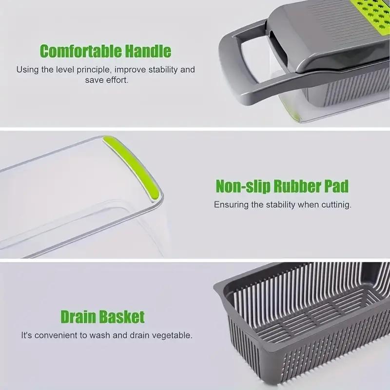 Multifunctional Vegetable Chopper, 16pcs/set Vegetable Cutter with Container, Kitchen Vegetable Fruit Slicer for Home Dining Room Barbecue 2