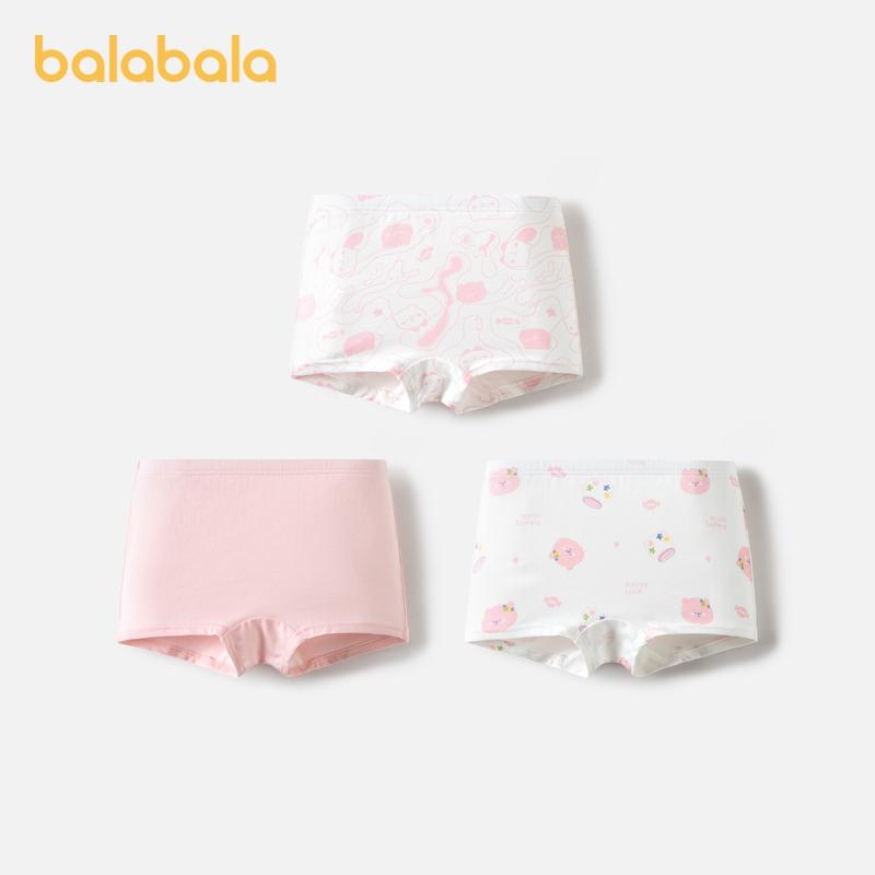 Balabala Quần Lót Cotton Cho Bé Gái, Quần Lót Boxer Đáy Quần Phẳng, Dành Cho Trẻ Em, Thân Thiện Với Làn Da Không Nóng Bỏng, Ba Gói 0