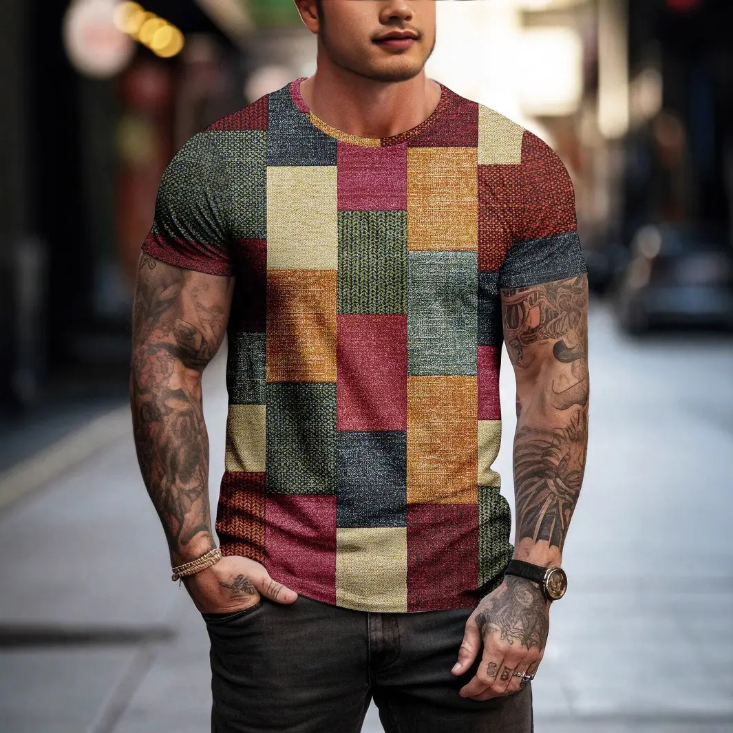 2025 Summer New Simple and Versatile Casual Printed Short Sleeve Round Neck T-shirt