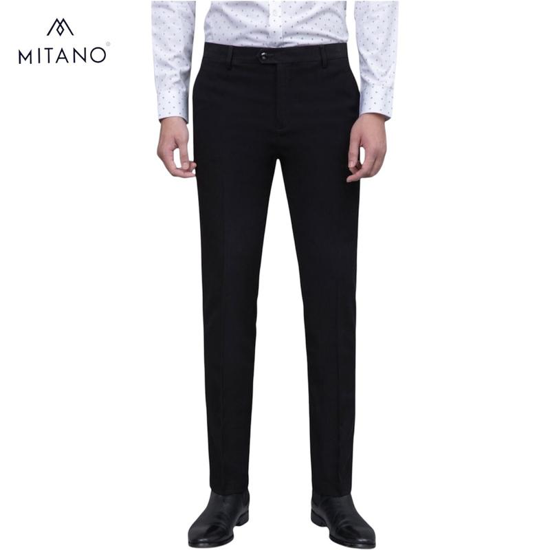 Quần tây nam Mitano vải dệt hoạ tiết xương cá, slimfit, vải rayon, co giãn nhẹ