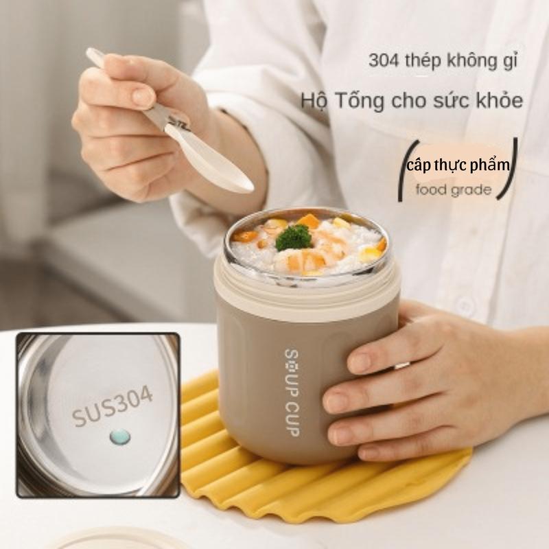  Bình ủ cháo inox Soup cup tặng kèm thìa cốc ủ cháo cho bé hộp đựng cháo giữ nhiệt inox cốc ủ cháo giữ nhiệt 
