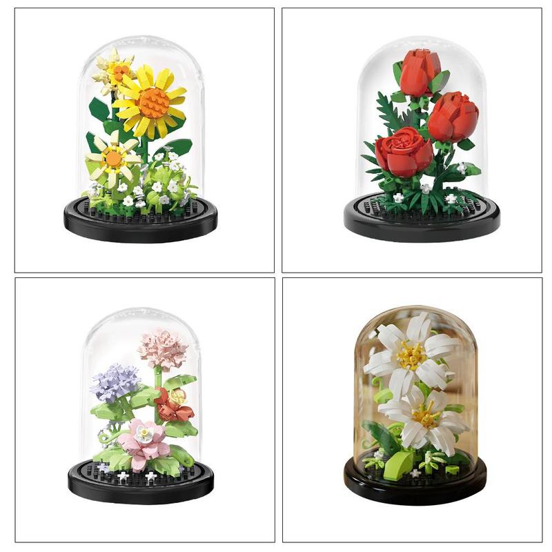 Product Introduction of 1 Set Plastic Building Blocks Flower Box Immortal Flowers Blocks Assembly Simulated Compatible F1N6 32