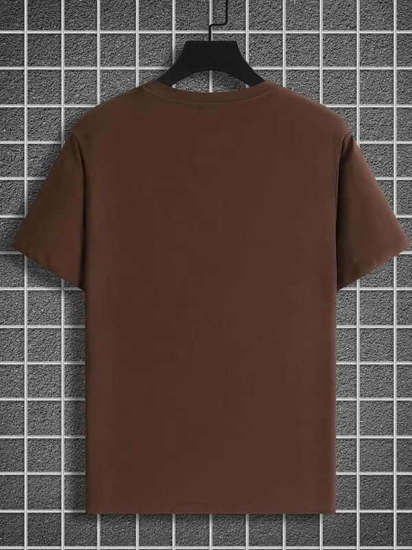 Men's Regular Fit Letter Print Round Neck Tee, Casual Short Sleeve Crew Neck T-shirt for Daily Wear, Fashion Men's Top for Summer 1
