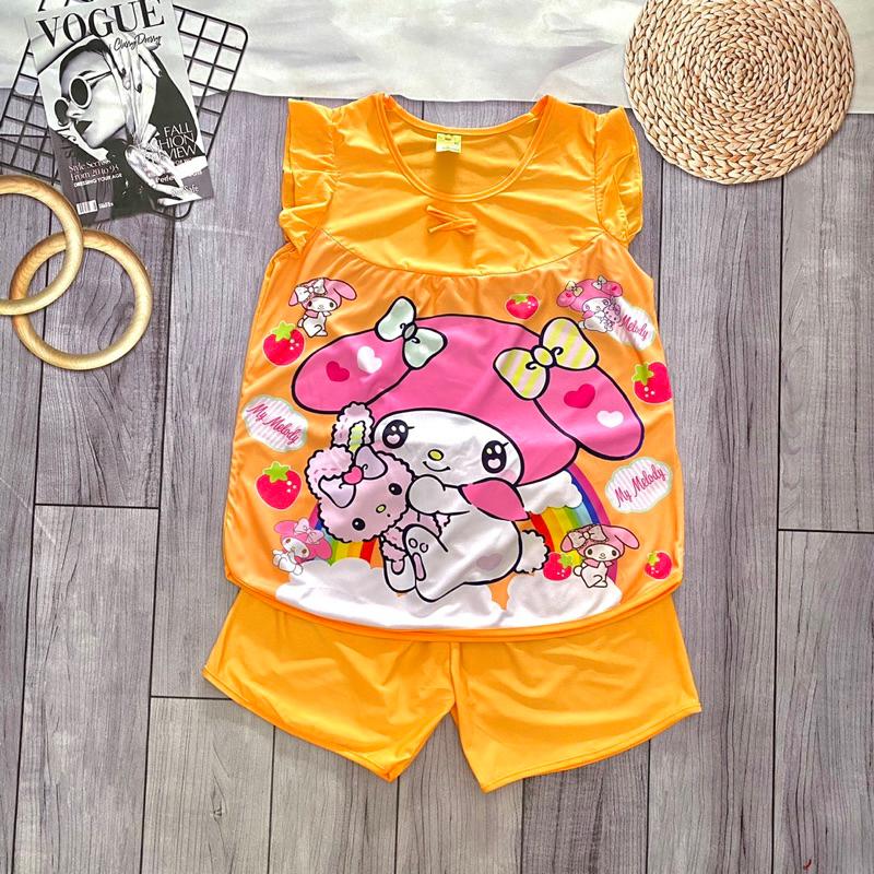 [8-34kg] Đồ bộ sát nách thun lạnh quần đùi chất liệu vải thun lạnh mát mẻ cho bé gái 5