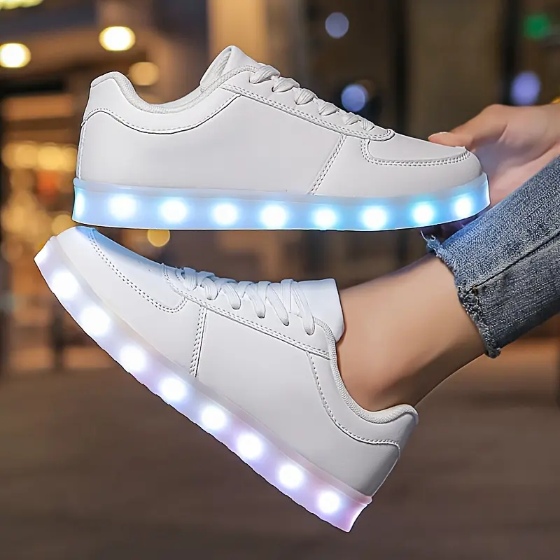[Rechargeable LED Light Shoes] USB Rechargeable 450mAh LED Light-Up Skateboarding Shoes - Breathable Fabric Inner, Durable TPR Sole, All-Season Casual Sports Footwear 2