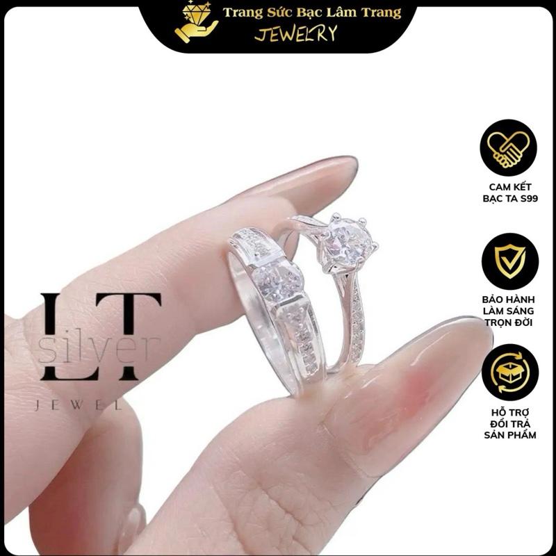 Nhẫn đôi cầu hôn bạc ta LTJ 440 chất liệu không bay màu