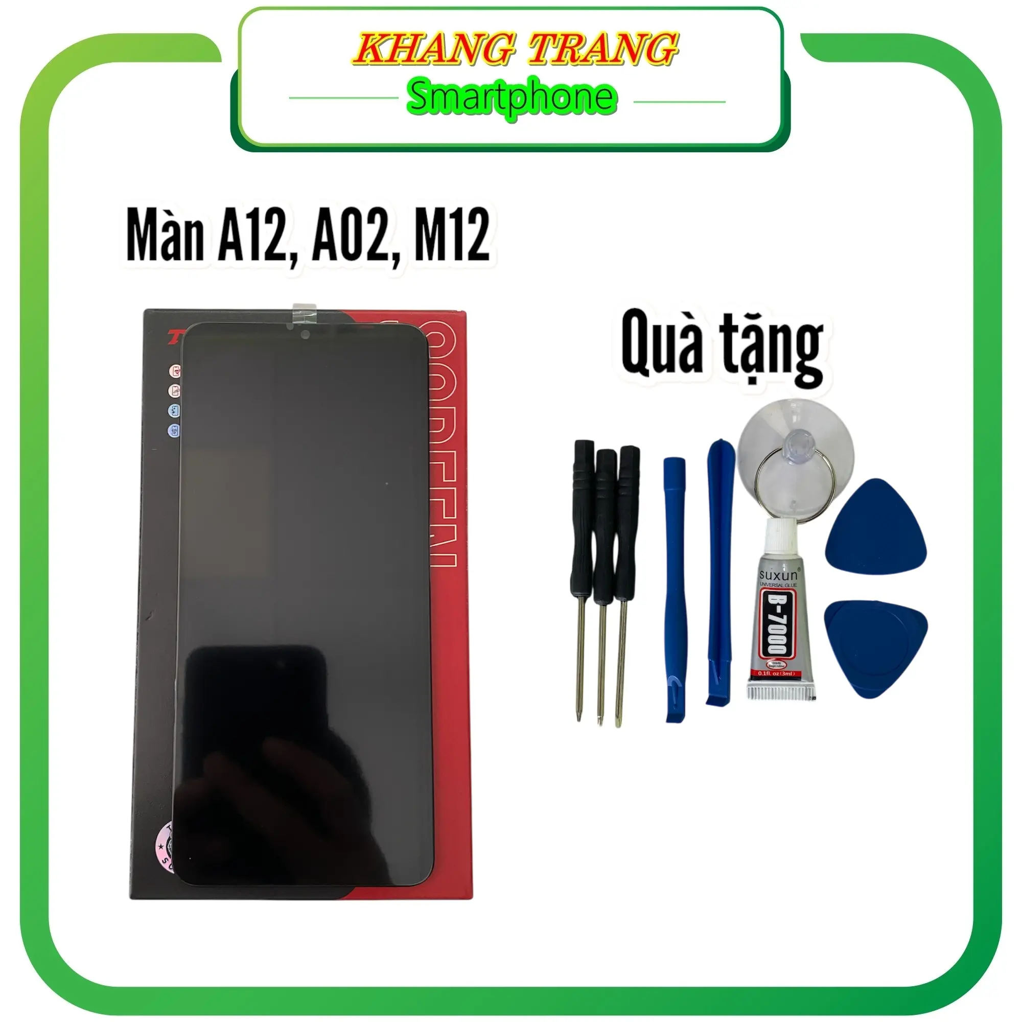 Màn hình ĐT SS A12, A02, M12 độ sáng cao cảm ứng mượt lại tặng kèm bộ ti vit mini vf kéo dán đa năng phone phu kiện
