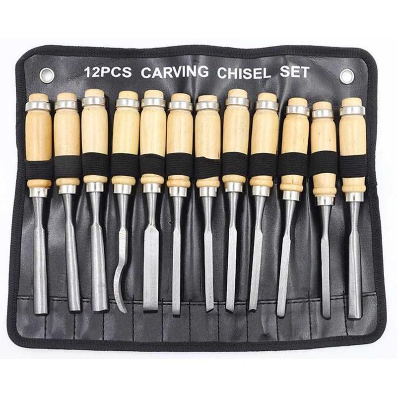 Ginflash Set Pisau Ukir Pahat Kayu 12 in 1 Wood Carving Chisel Knife ...