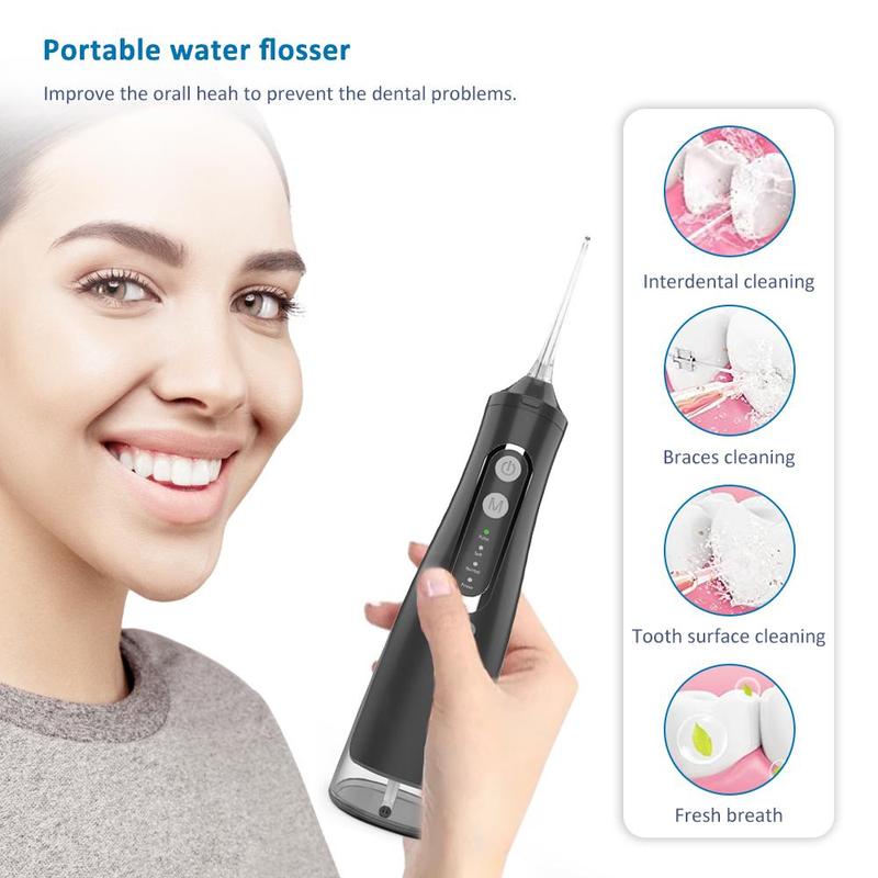 Product Introduction of Waterproof Electric Handheld Oral Irrigator, 1 Set 310ml Portable Rechargeable Oral Irrigator with 4 Nozzles, 4 Cleaning Mode, Oral Care Tool for Daily Use, Stocking Fillers Gift 11