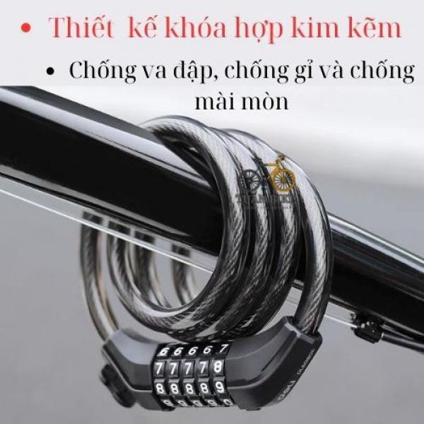 Khóa Dây Xe Đạp Lõi Thép Trống Trộm An Toàn 3