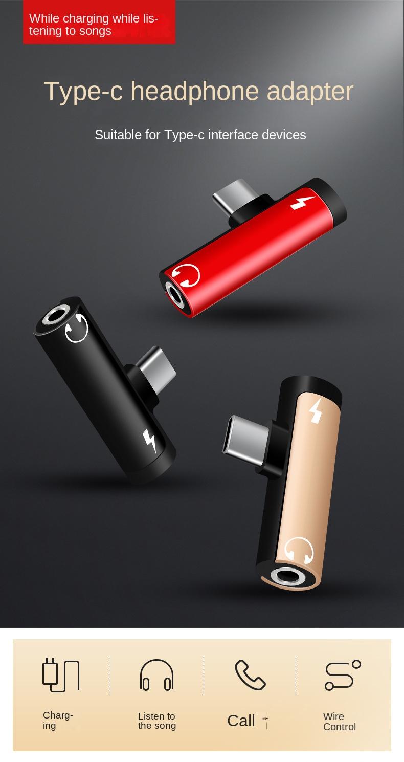 Product Introduction of Type-C Headset Adapter Android 3.5mm Interface Live Broadcast Typec Converter 2-in-1 Audio Adapter Cable 3