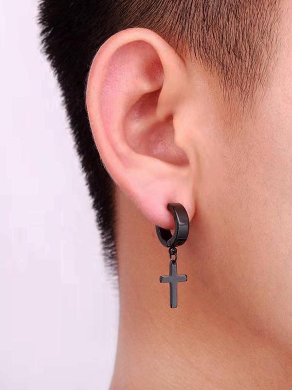 1 Pair Unisex Street Style Simple Plain Cross Design Dangle Earrings, All-match Trendy Dangle Earrings, Fashionable Jewelry for Women and Men for Daily Decoration 0