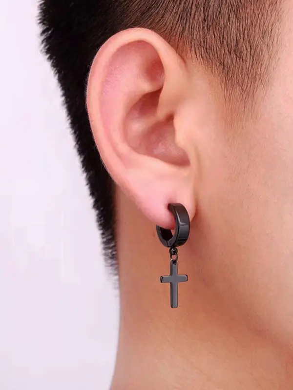 1 Pair Unisex Street Style Simple Plain Cross Design Dangle Earrings, All-match Trendy Dangle Earrings, Fashionable Jewelry for Women and Men for Daily Decoration 0