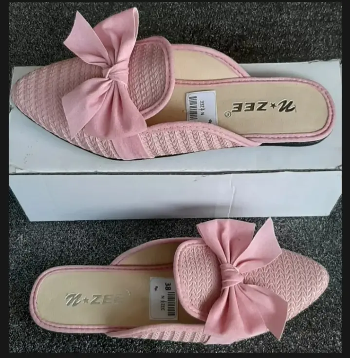 sendal bapau wanita / sendal wanita terbaru / sendal flatshous Pink Hitam Shoes 3