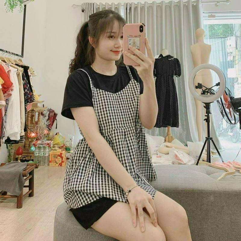 Áo Bầu Kẻ Đen Buộc Nơ Lưng Dễ Thương A094