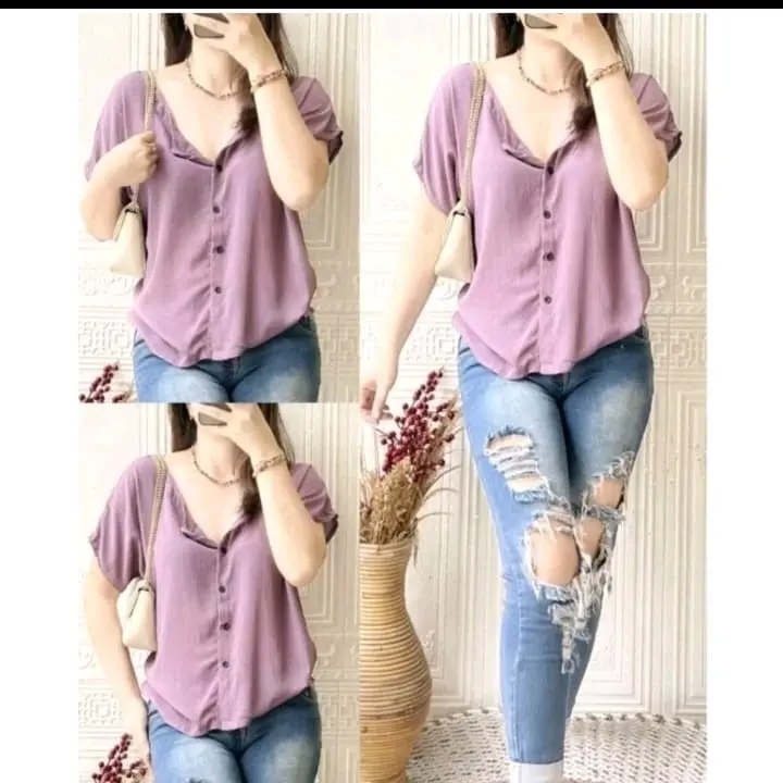 atasan krinkel simpel lengen pendek termurah s m l XL xxl jumbo Polos Polos Polos Polos Polos Polos 1