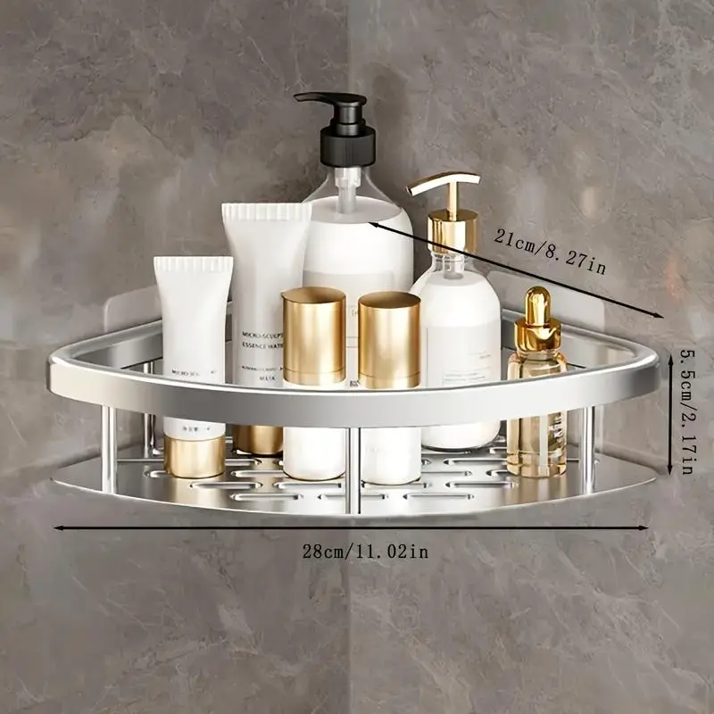 Wall Mounted Bathroom Storage Rack, 1 Count Space Saving Corner Storage Rack, Bathroom Storage Organizer, Home Organizer for Bathroom, Kitchen, Living Room 1