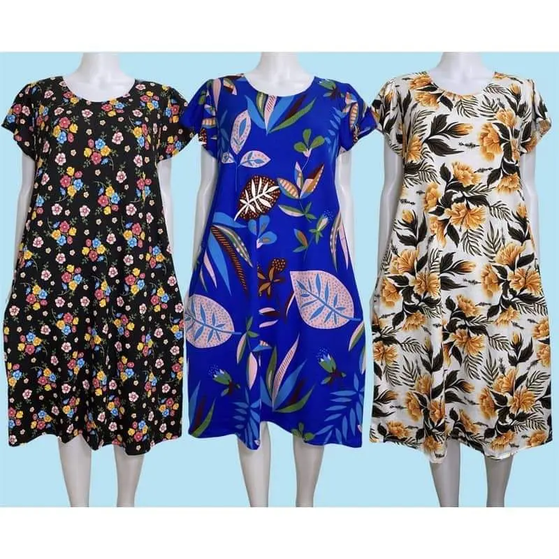 ELSA PLUSIZE DRESS WITH SLEEVE, AND 2 SIDE POCKET, FIT UP TO 2XL. BISTIDA PLUSIZE, DUSTER PAMBAHAY.