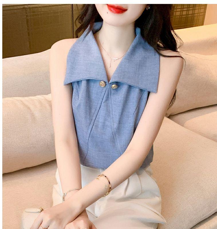 Product Introduction of Áo Sơ Mi Nữ, Trễ Vai Và Không Tay, Cao Cấp, Có Ve Áo, Phong Cách Nữ Thần, Sang Trọng Và Sang Trọng, Thích Hợp Cho Mùa Hè, Áo Phối Kiểu 2024 1