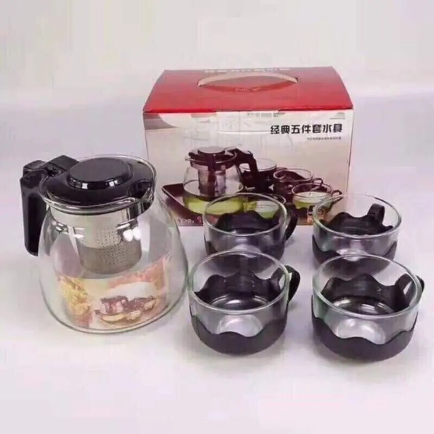Bình lọc trà dung tích  700ml thủy tinh tặng kèm 4 cốc