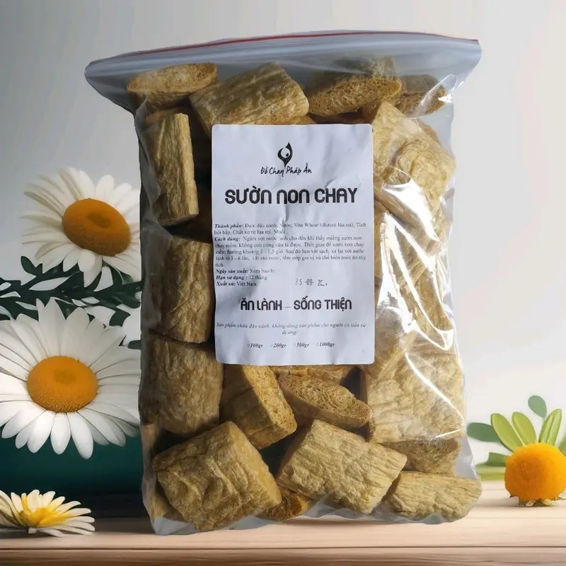 [Tặng gia vị Bún Rêu chay] Sườn Non Chay 1kg Loại Xịn Pháp Ấn, giòn, phù hợp các món chiên, rim, ăn rất ngon với cơm nóng 3