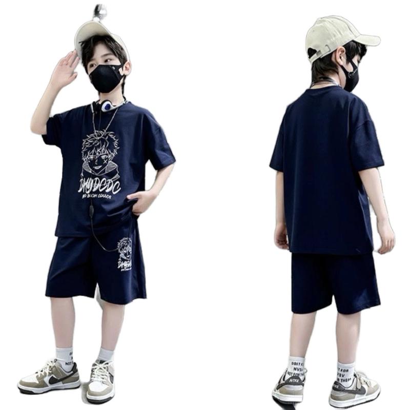 Đồ bộ trẻ em màu xanh navy dành cho bé trai 18-55kg chất liệu cotton mịn mát 4
